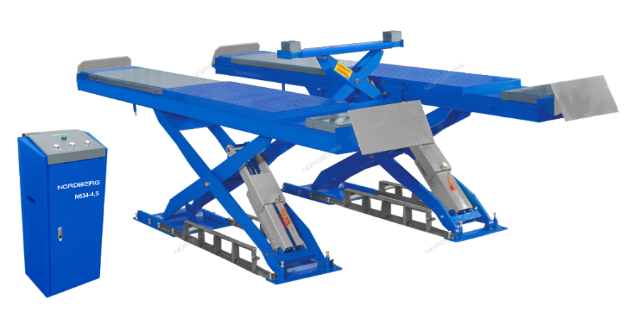 Ножничный подъемник NORDBERG N634-4,5 г/п 4,5 т., (синий) 380В для сход-развала